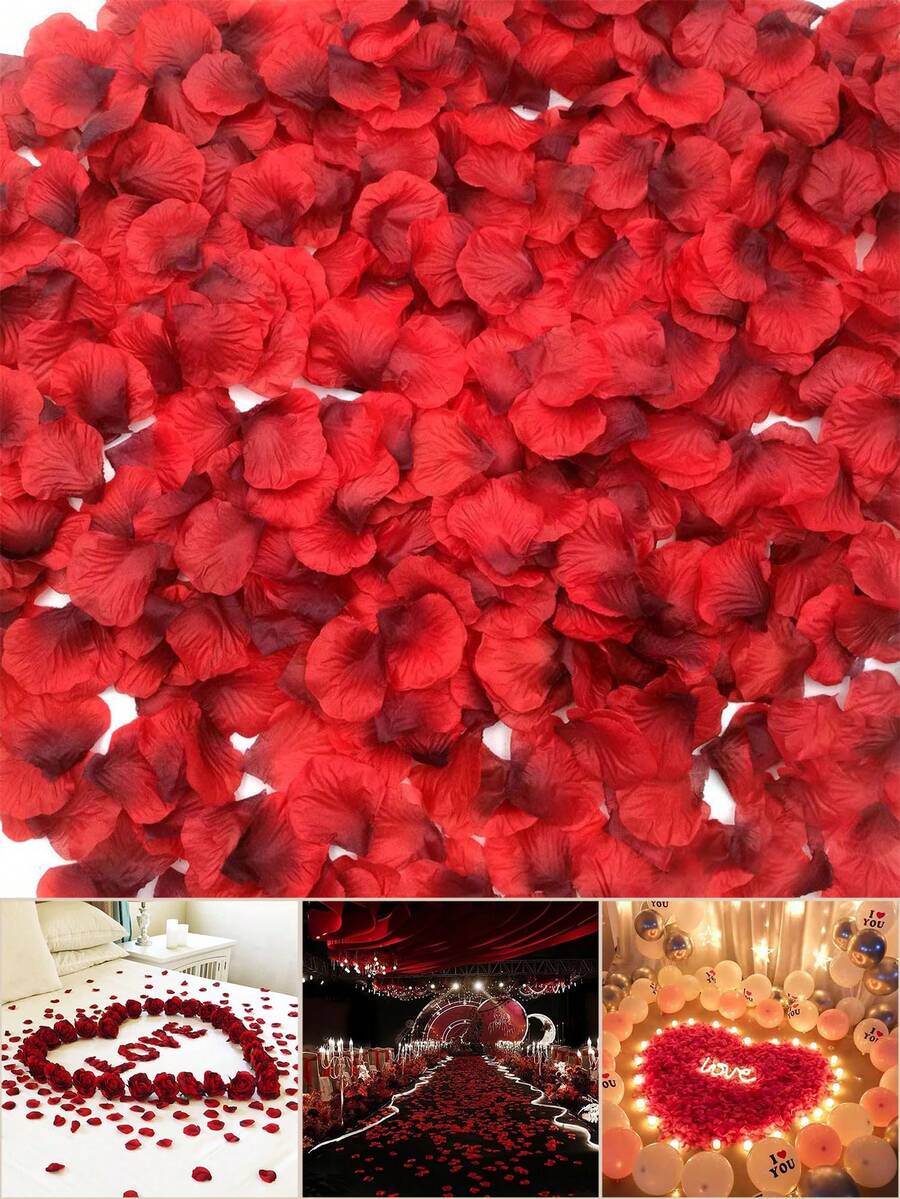 1000pcs Red Rose Petals, Artificial Silk Rose Petals, Deep Red Silk ...
