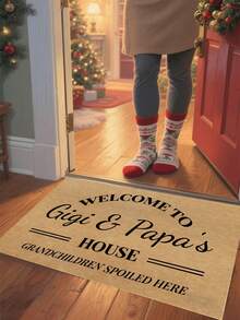 A Customizable Doormat Is A Perfect Gift For Grandparents. It's A "Welcome To Grandpa & Grandma's House" Doormat That Symbolizes "Grandchildren Are Pampered Here." This Personalized Welcome Mat Is Made Of Material And Is Suitable For Use Near The Entrance Or Bedroom. - Multicolor DD - View 3