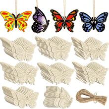 8/16pcs Children's DIY Butterfly Wood Blanks Unpainted Wooden Blanks For Children's Creative Painting DIY Cartoon Wooden Decorations For Home Festive Decor, Handmade Gifts, Room Accents, Craft Enthusiasts Suitable For Nursery Craft Activities, Parent-Child Bonding, Girls' Birthday Presents Christmas/Easter/Thanksgiving/New Year Gifts - Multicolor - View 1
