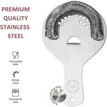 Hawthorne Strainer, Stainless Steel Cocktail Strainer With High Density Spring Mirrored - Effortless Straining Shakers Mixing Glasses, One Strainer - Silver - View 4