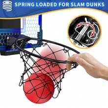 Mini Basketball Hoop With LED Lighting, Electronic Scoreboard, 3 Modes, Over Door Mount, Gift For Kids & Adults - Blue + Remote Control - View 8