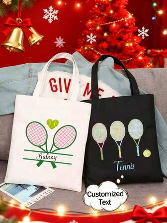 Personalized Tennis Tote Bag, Custom Tennis Tote Bag, Tennis Sport Gift For Her, Personalized Tennis Bag, Tennis Love Bag, Tennis Gift,New Year Glamour