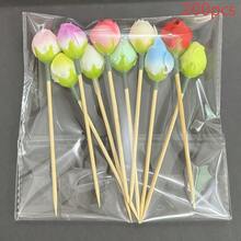 Stuzzicadenti decorativi con fiori di rosa, frutta e fiori artificiali, bastoncini per dessert per feste di compleanno, matrimoni, pomeriggio in casa, accessori da tavola artistici