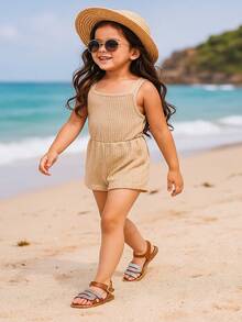 1 par de sandalias planas de color marrón talla grande para adolescentes, correas de PU de unicolor con decoración de brillantes de rhinestone, tacón en forma de S, hebilla metálica, correa con , punta redonda, antideslizante, moda y lujo, adecuado para niñas de 3 a 15 años, casual, fiesta, playa, primavera/verano 2026 - Marrón - Ver 3