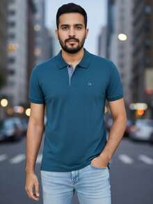 Ogochi Men's Basic Plain Polo Shirt With Logo, No Pocket, Original - Legion Blue - View 6