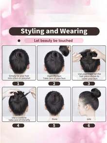 3-Inch Synthetic Hair Bun, Secured With Elastic Bands, Can Clip Onto Hair Ends To Extend Bun, Suitable For Women, Can Be Used As Ponytail