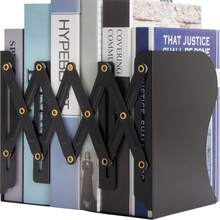 重型金属书挡，带可调节挡板和加厚底座 - 坚固的桌面/书架收纳架，适用于厚重书籍，办公室、家庭和学校使用 - 彩色 - 查看 2