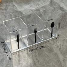三格亚克力餐具收纳盒 - 耐用塑料材质，适用于厨房和餐厅，可收纳刀叉勺 - 节省空间设计，黑色手柄，非常适合家庭或商业用途，厨房收纳方案 | 现代厨房用具 | 耐用塑料盒、餐具托盘、收纳盒、厨房整理收纳、储物整理、带盖收纳盒 - 彩色 - 查看 6