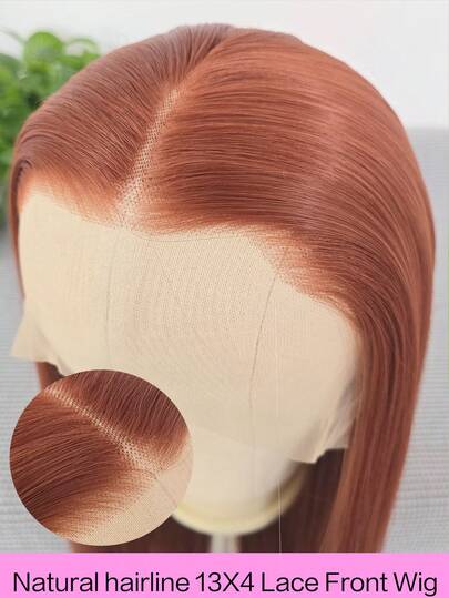 websterwigs Chic Copper Brown Lace Front Wig - Pre-Plucked Hairline, 13x3.5" Long Straight Ginger & Dark Brown Synthetic Hair, Heat Resistant Fiber, 180% Density, Versatile Hairpiece|Natural Hairline Wig|Glueless Lace Front, Hair Wig For Halloween