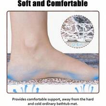 Tapete de ducha antideslizante azul claro, 20x 36 pulgadas, esponja de PVC para ducha, bao, tina para zonas hmedas con superficie de patrn floral, secado rpido - 36" x 20" (rectangular) - Ver 4