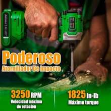 ANIRONA Kit De Atornillador De Impacto & Rotomartillo Sin Carbones, Kit Combinado de Taladro Inalámbrico Sin Escobillas Con 2 * 2000Mah Batería y Velocidades Variables(default) - Multicolor - Ver 6