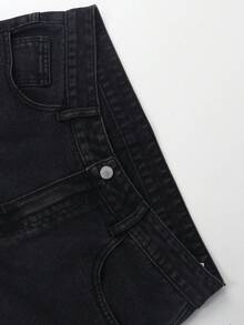 时尚街头风复古嘻哈刺绣宽松直筒男士牛仔裤 - 黑色 - 查看 6