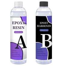 1000毫升/500毫升/240毫升透明环氧树脂套装，1:1体积比，高光泽，抗紫外线，快速固化，适用于艺术创作、珠宝制作、工艺品制作、杯子制作 - 套装包含树脂和固化剂