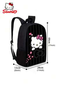 三件套三丽鸥Hello Kitty女士时尚背包套装，时尚休闲学生书包，轻便大容量，包含背包、斜挎包、铅笔盒，尼龙材质，适合通勤、旅行、上学、生日、节日、圣诞节等场合。 - 彩色 - 查看 8