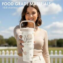 Pink Bow Stainless Steel Straw Lid Tumbler 30oz With Carry Handle For Women Girls, Insulated Travel Coffee Cup, Gift For Sports Outdoor Workout Christmas Birthday - 基督教 2 - 查看 6