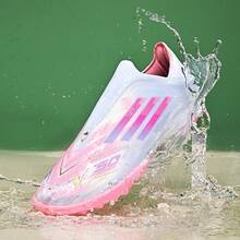 أحذية كرة القدم للرجال والنساء، أحذية منخفضة القطع للبالغين، أحذية رياضية خفيفة الوزن للتدريب المهني على العشب والخارجية - وردي - مشاهدة 2