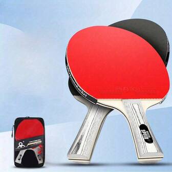 一套 Sportout 乒乓球拍，长柄或短柄可选，便携式乒乓球拍套装，适用于室内外乒乓球桌，高性能球拍，附赠小型收纳盒