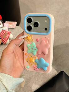 Pulsera de silicona 3D con estrellas de colores tipo dopamina compatible con Apple 17 Pro Max, 16, 15 Pro, 14, 13 Pro, 12 Pro Max, funda de teléfono de cobertura total - Multicolor - Ver 4