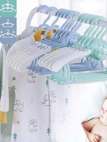 10 paquete de perchas de plástico para ropa de niños para el armario de la guardería, ahorro de espacio, antideslizantes, extensibles, para niños pequeños de 11-14", perchas ajustables de uso pesado para ropa de bebé a granel, de colores variados - Multicolor - Ver 6