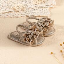 Giày sandal mùa hè cho trẻ sơ sinh và trẻ mới biết đi, 0-1 tuổi, 5-8-12 tháng, Đế mềm, Dễ thương, Thời trang, Thoáng khí - Vàng - Xem 8