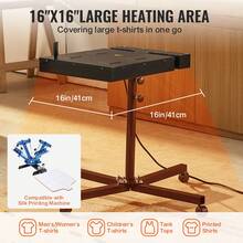 Secadora flash , secadora flash de 16 x 16 pulgadas para serigrafía, secadora de serigrafía de alta potencia con soporte de altura ajustable, rotación de 360°, base en forma de X, máquina de curado de camisetas de acero - 16 x 16 pulgadas - Ver 3
