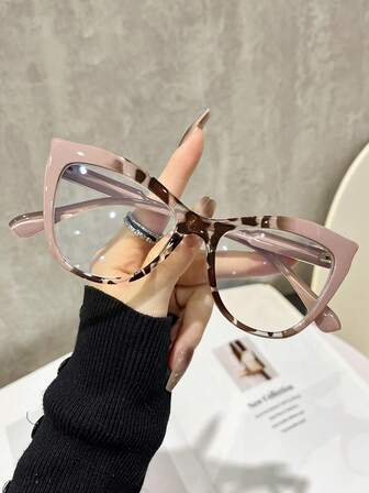 1 pieza Gafas de mujer con montura de color degradado, estilo clásico de ojo de gato, alegre y elegante, al estilo Ins, para uso diario, oficina y moda