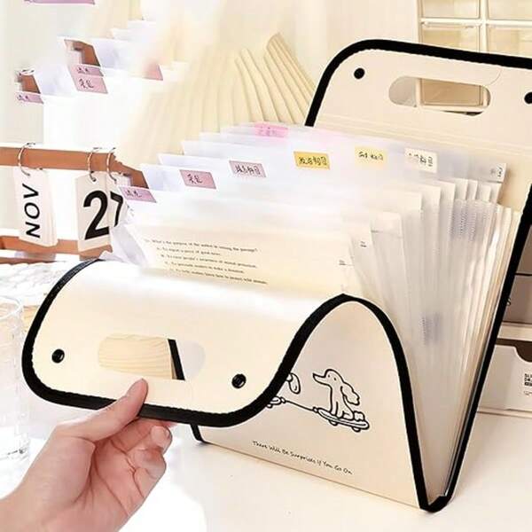 Pasta Sanfonada + Classificação de 13 Assuntos (Estrutura Vertical de Grande Capacidade, Armazena Provas e Materiais, Com Função Portátil) + Para Organização de Materiais de Estudo de Estudantes + Estilo de Armazenamento de Arquivo Multicamadas