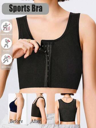 Women Button Front Sports Lingerie Bras Chest Binder Lingerie Bra Top Breast Binder Good Binding Compression Underwear Wireless Lingerie Bralette Workout Intimates Gym Tank Top Yoga Elastic Compression Shirt Active Wear Fitness Training Lingerie Bra Activewear Exercise Lingerie Bra Corsets Chest Elastic Flat Chest Compression Corsets Shockproof Tummy Control Breathable Support Running Bustier Shapewear