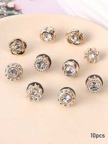 10pcs Women's Anti-Expose Brooch For Clothes Decoration With Hidden Button On Shirt Collar Casual Dress Accessories Pin For Clothes Bag Charm Backpack For School Office Accessories Shirts Jacket Jewelry Christmas Halloween Clothes Pin Funny Cute Teacher Gifts