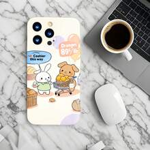 1PC Phone Case ,  Cartoon Rabbit Shopping Scene , Stylish Phone Case, Phone Decoration, All-around Lens Protection, Creative Small Gift, Funny Gift for Boys and Girls - Negro - Ver 6