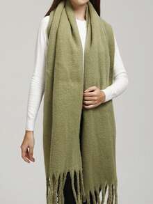 1pc Women's New Solid Color Fluffy Tassel Scarf, Warm And Comfortable Large Shawl, Simple And Versatile For Daily Wear - Multicolor - View 15