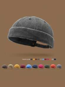 Berretto basco stile marinaio casual di moda in colore tinta unita, lavato in denim, unisex, antivento, adatto per autunno e inverno