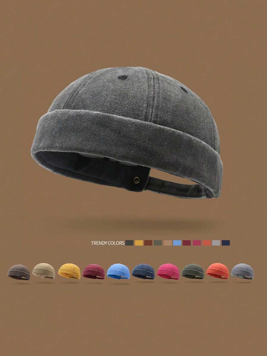 Berretto basco stile marinaio casual di moda in colore tinta unita, lavato in denim, unisex, antivento, adatto per autunno e inverno