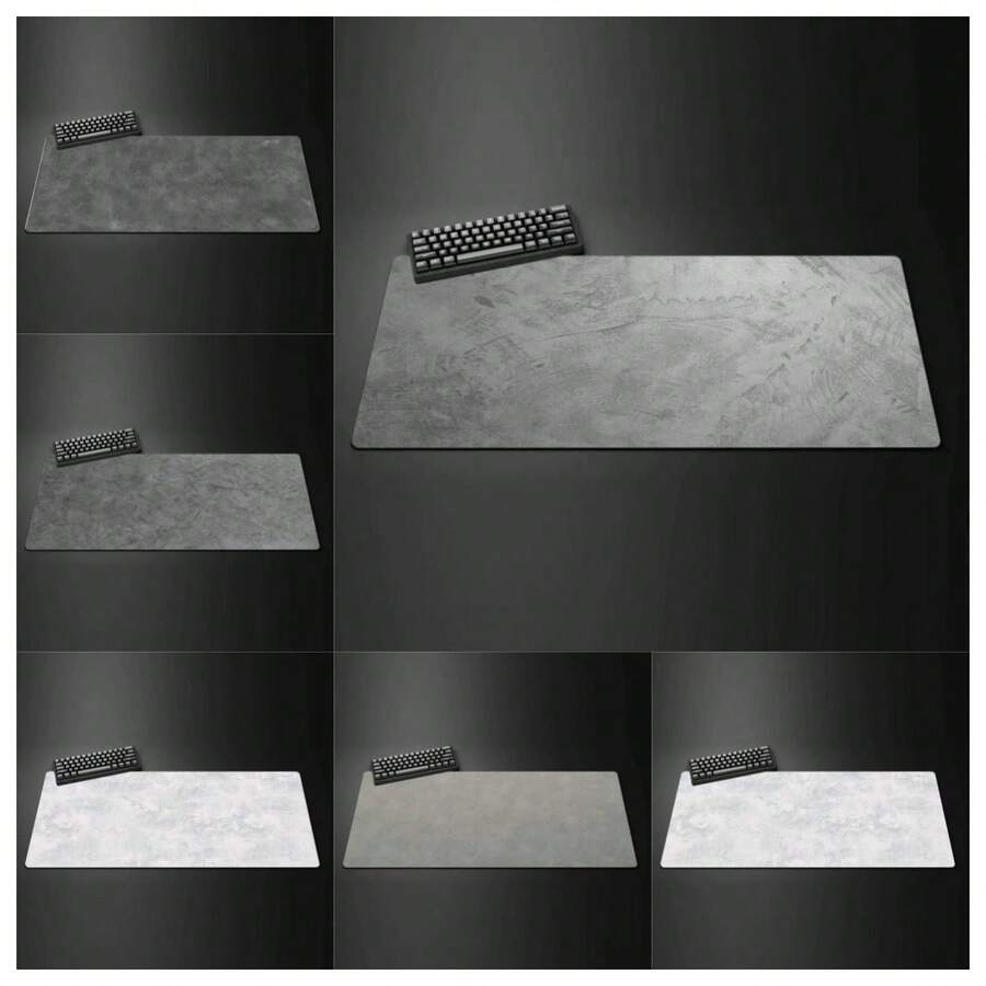 1 件灰色纹理大号游戏鼠标垫，电脑桌游戏桌垫，XXL 橡胶防滑键盘鼠标垫，长款桌垫 - 彩色 - 查看 1