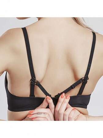 Slip-Resistant Bra Strap Adjuster, With Adjustable Buckle And Nylon Elastic Material - Length 8.27"/9.84", Width 0.39" - Provides Secure Fit For Women's Comfort, Gym And Everyday Wear - Black Lingerie Accessory (Compatible With Various Strap Types)