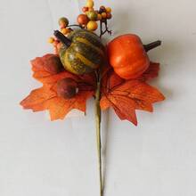 Artificial Pumpkin New Maple Leaf Artificial Flower Various Types Autumn Leaves Pumpkin Berries Decorative Small Flower - Berry Flowers With Clips - View 4
