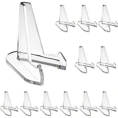 Paquete de 12 caballetes acrílicos, mini expositores transparentes para exhibir monedas Air-Tite, relojes de bolsillo, cápsulas, medallas y fichas de casino, 6,7 cm de alto