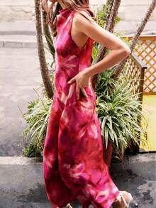 Vestido sin mangas con estampado floral elegante y estilizador para mujer - Multicolor - Ver 4