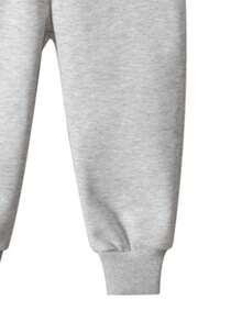 男童保暖内衬卡通口袋抽绳运动裤，冬季 - 淺灰色 - 查看 5