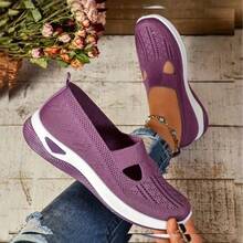 2025 New Summer Women's Half-Linen Slip-On Shoes, Featuring Soft Soles, Breathable Mesh Design, Casual Comfort, Non-Slip, Lightweight, And Odor-Resistant Properties. - Màu tím - Xem 3
