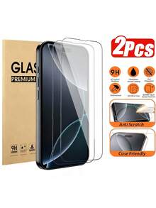 2 buah Pelindung Layar Kaca Tempered Kompatibel dengan iPhone 16/15/14/13/12/11 Pro Max Plus/XR/XS, Hadiah Ulang Tahun/Untuk Keluarga & Teman, Tahan Air, Tahan Guncangan, Anti Gores, Anti Sidik Jari, Perlindungan Penuh, Aksesori Ponsel - 2 buah transparan - View 11