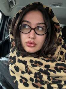 1PC Women's Bohemian Elegant Casual Leopard Pattern Winter Scarf, Small Long Scarf, Suitable For Daily Wear, Festival Gift - Camel Brown - View 2