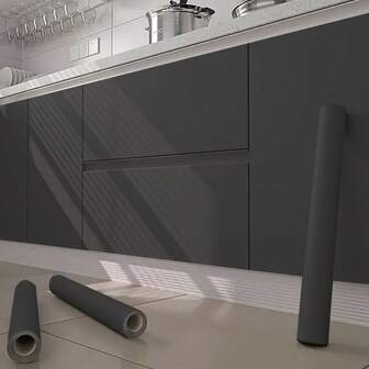 1 Rollo de papel tapiz autoadhesivo mate negro de PVC, resistente al agua y a la humedad, fácil de aplicar y pelar, adecuado para la sala de estar, la cocina, el dormitorio y la renovación de muebles