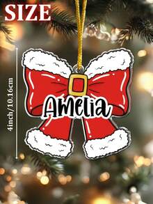 1pc/3pcs/5pcs Personalized Name Christmas Ornament: Bow Acrylic Ornament,4inhc,4 Styles Personalized Flat Acrylic Ornament, Heartfelt 2025 Gift Anniversary Gift For Him, For Her, Husband, Wife,Customized Christmas Gift Pendant, Christmas Tree Pendant,Custom Text Personalized Acrylic Ornament, Gift Givers Embellishing Presents, Custom Christmas Gift, Christmas Decor, Thanksgiving Gift, New Year Gift, Party Decor