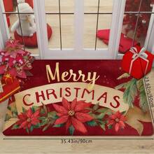 1pc Traditional Floral Doormat - Soft, Absorbent, Non-Slip PVC Welcome With Merry Design, Washable, Indoor/Outdoor Use, Decorations - 彩色 - 查看 6