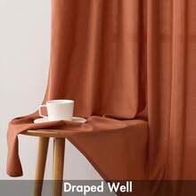 White Privacy Sheer Curtains 84 Inch, Light Filtering 2 Panels Set - Orange - View 8