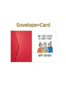 1pc Funny Birthday Card Mom With Envelope One Year Closer To Shady Pines Humorous Greeting Mother's Day Or Birthday Celebrations Paper Material Includes Red Envelope - Multicolor - View 6