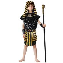 Children's Egyptian Pharaoh COS Costume Halloween Pyramid Theme Dress Up Gold Headdress Costume Children's Festival Performance Costume