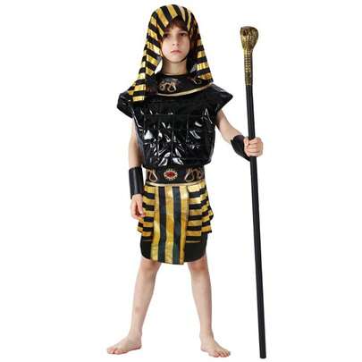 Children's Egyptian Pharaoh COS Costume Halloween Pyramid Theme Dress Up Gold Headdress Costume Children's Festival Performance Costume