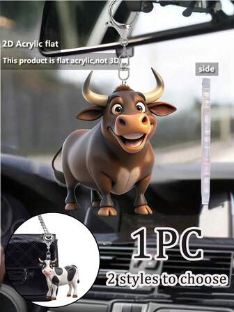 1 Stück süße kleine Kuh Acryl Taschenbaumler, Kuh Anhänger, Büffel Anhänger, 2D flache Acryl Dekoration, Auto Anhänger, süße kleine Kuh Cartoon Familie Schlüsselanhänger, Taschendekoration, Karabinerverschluss Anhänger, süßes Kuh Muster, Kopfhörer Anhänger, Handyhülle Anhänger, strapazierfähiges Acrylmaterial, leicht und vielseitig